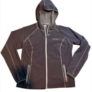 Eddie Bauer Women’s Black Softshell Hooded Jacket | Zip Athletic Outdoor- Large